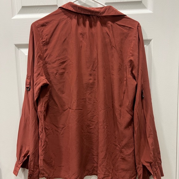 EILEEN FISHER 100% SILK LONG SLEEVE  BLOUSE/SHIRT/TOP  size petite large - Picture 6 of 7